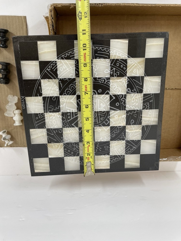 Vintage Marble & Onyx Chess Set Complete
