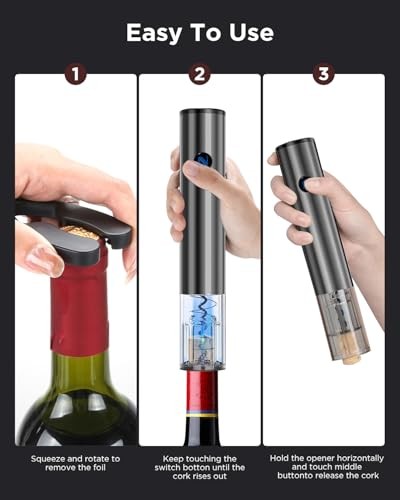 Electric Wine Opener, Single Button for Effortless Opening, with Charging Base