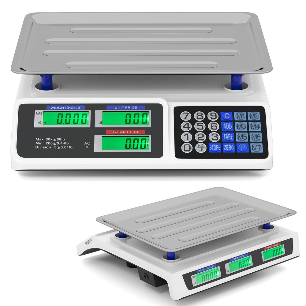 66lb Price Computing Scale w/ Dual LCD Displays & Rechargeable Battery