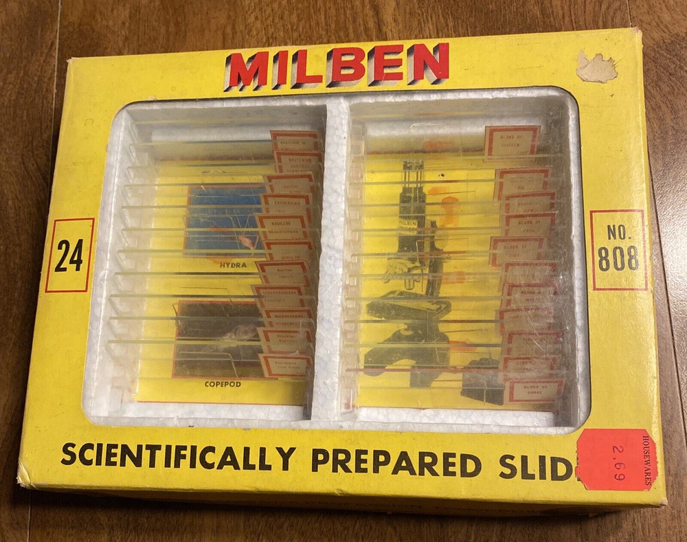 Milben Microscope 22/24 Prepared Slides Bacteria & Blood ***Missing 2 Slides***