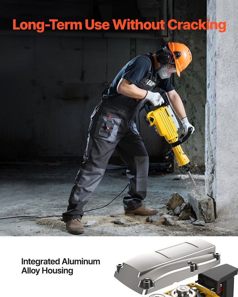 2200W Heavy-Duty Electric Hammer for Demolition with 4 Replaceable Chisels
