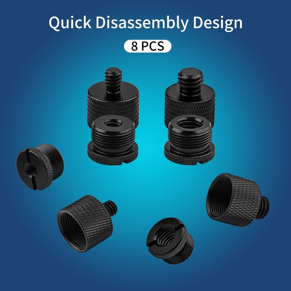 8PCS Mic Stand Adapter, Screw Thread Adapter Mic Thread Adapter for Microphon...