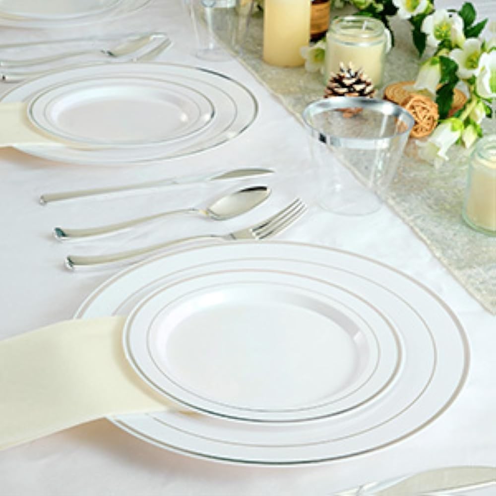 Sier Plastic Plates, Disposable Plates with Sier Rim 30