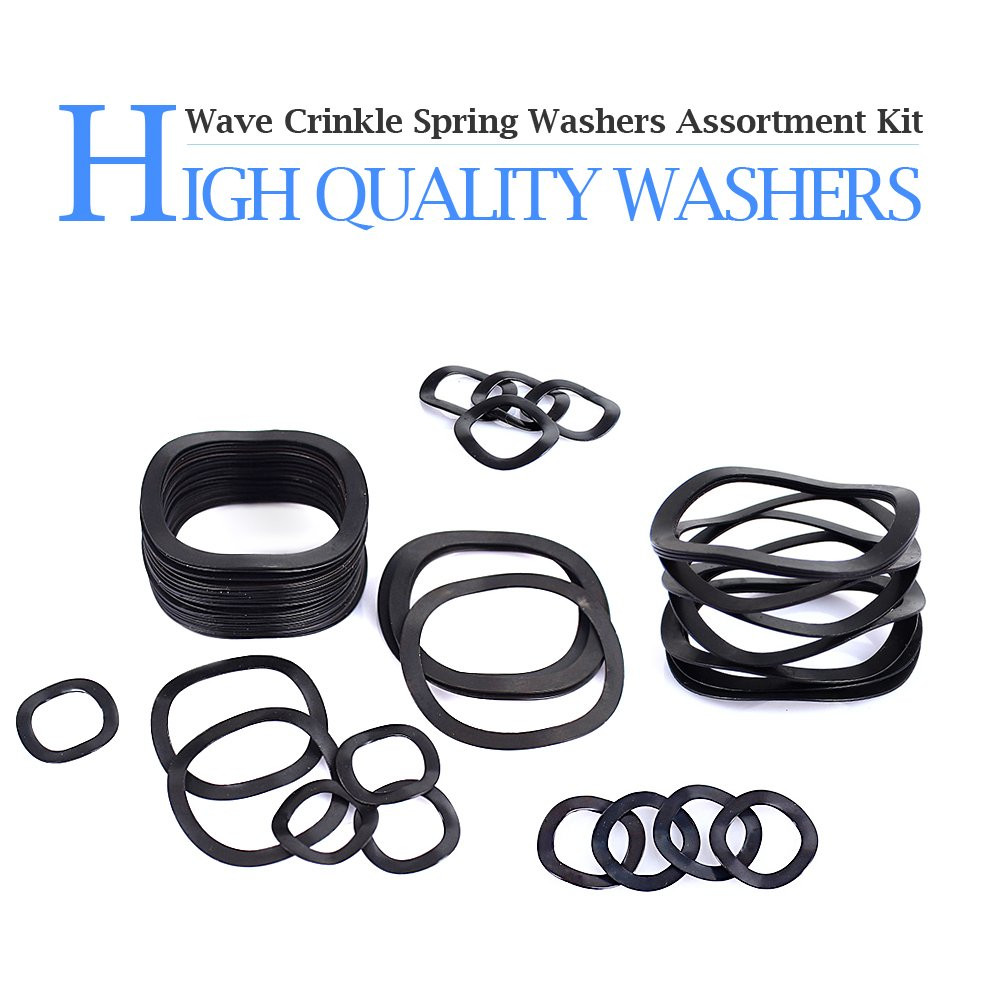 320Pcs Carbon Steel Compression Type Wavy Wave Crinkle Spring Washers Assortment