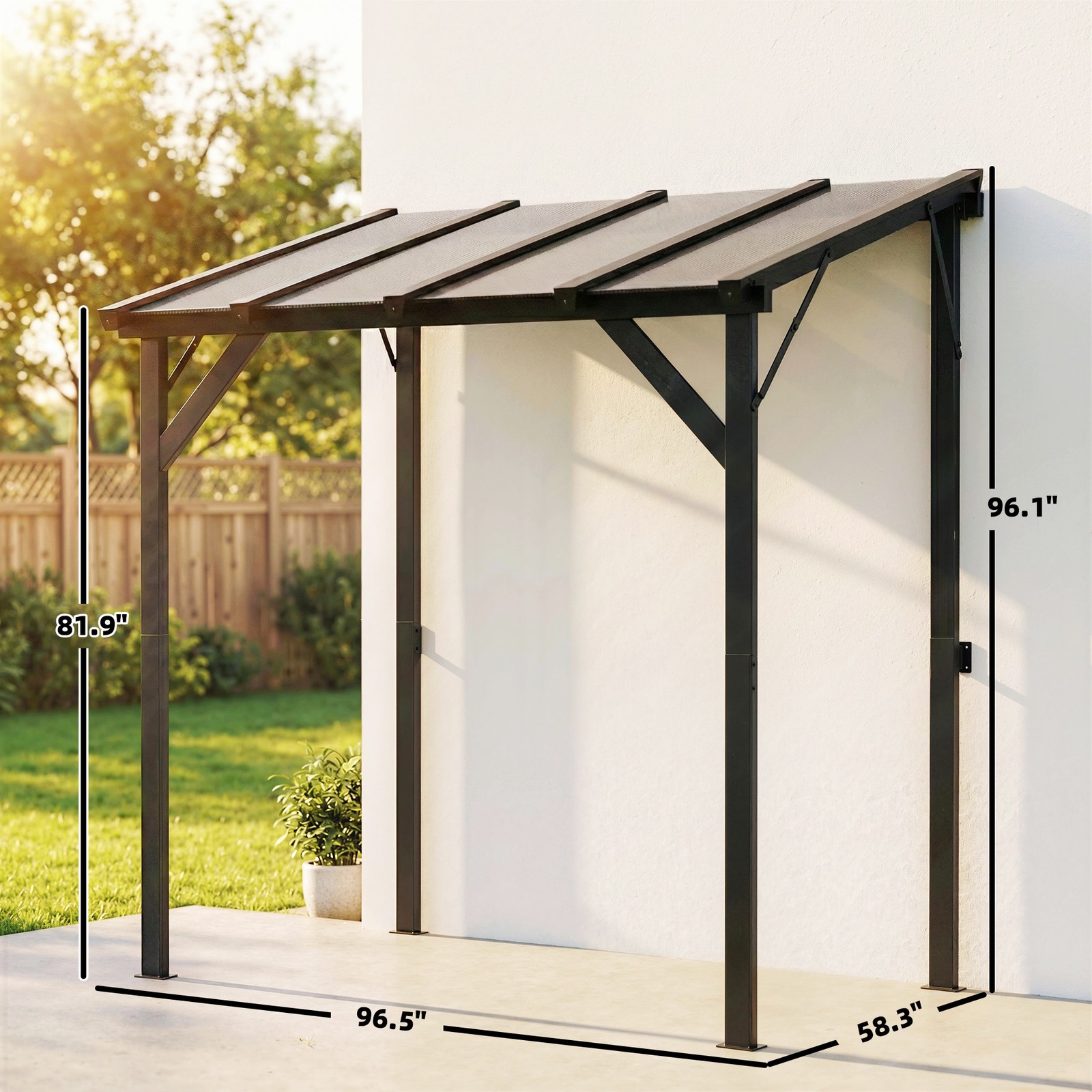 Outsunny 8' x 5' Grill Gazebo Lean-to Pergola with Polycarbonate Roof