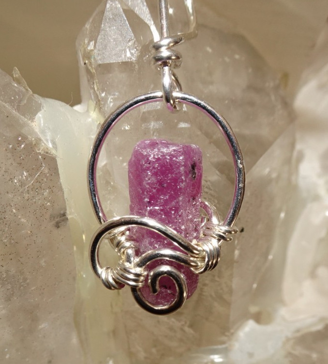 Ruby Crystal Pendant - Maya Canyon - Sterling Silver j3522