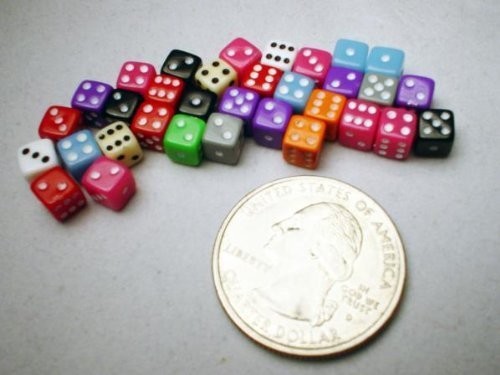 30PCS Tiny Dice Deluxe Opaque Assorted Colors Mini Game Dice Set