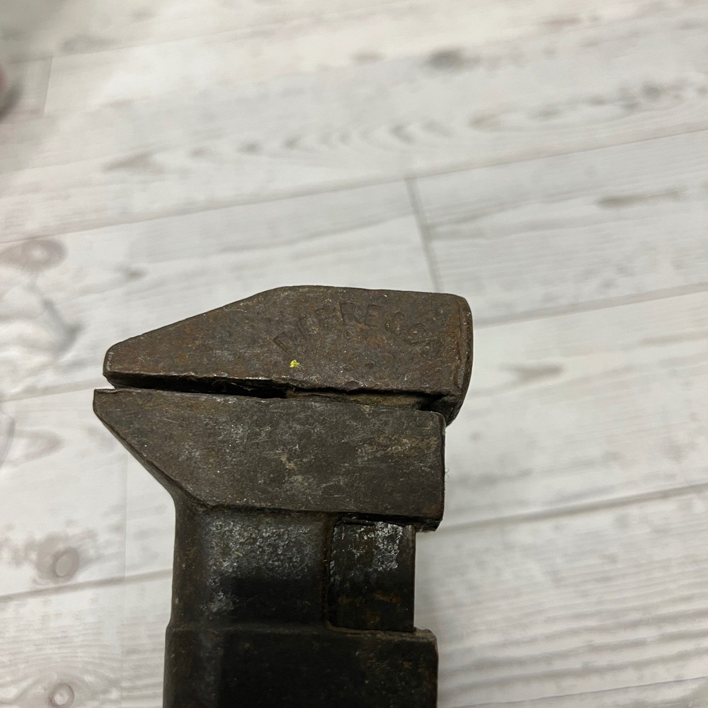 Vintage Adjustable Monkey Wrench Wooden Handle Rustic Tool