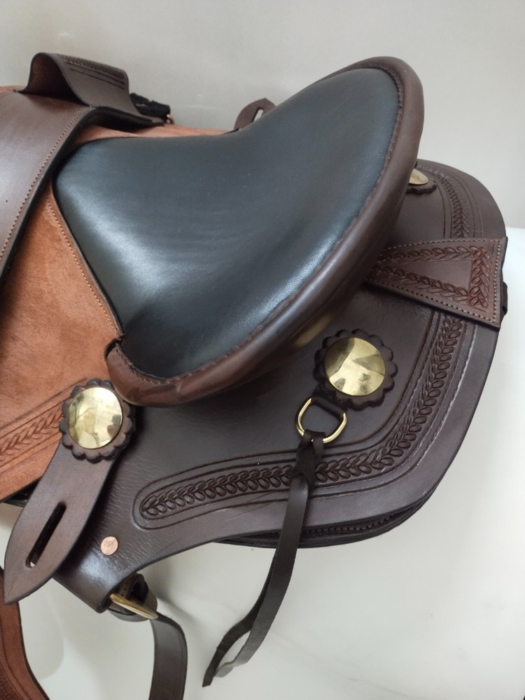 High Quality Australian Style Half Breed Aussie Leather Saddle 16".