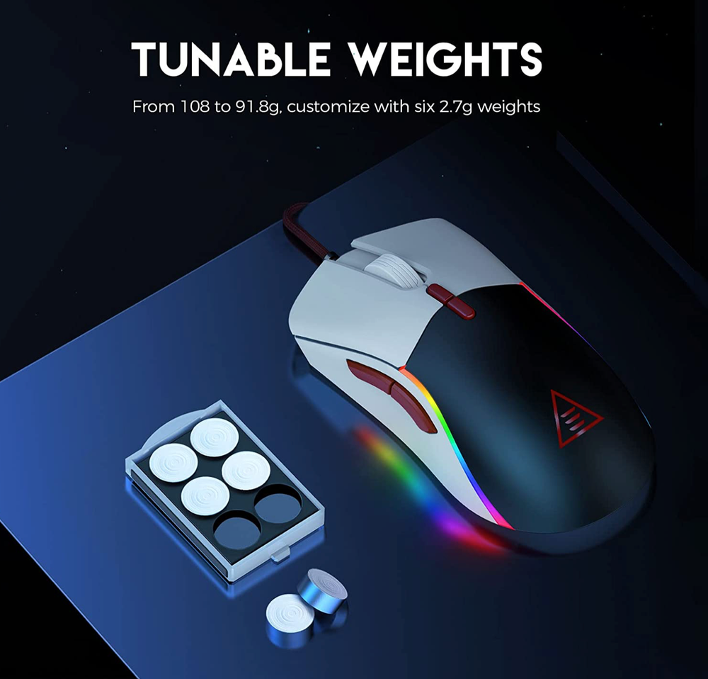 EKSA Gaming Mouse, Customizable Black & White Computer Mouse, Ergonomic Mouse