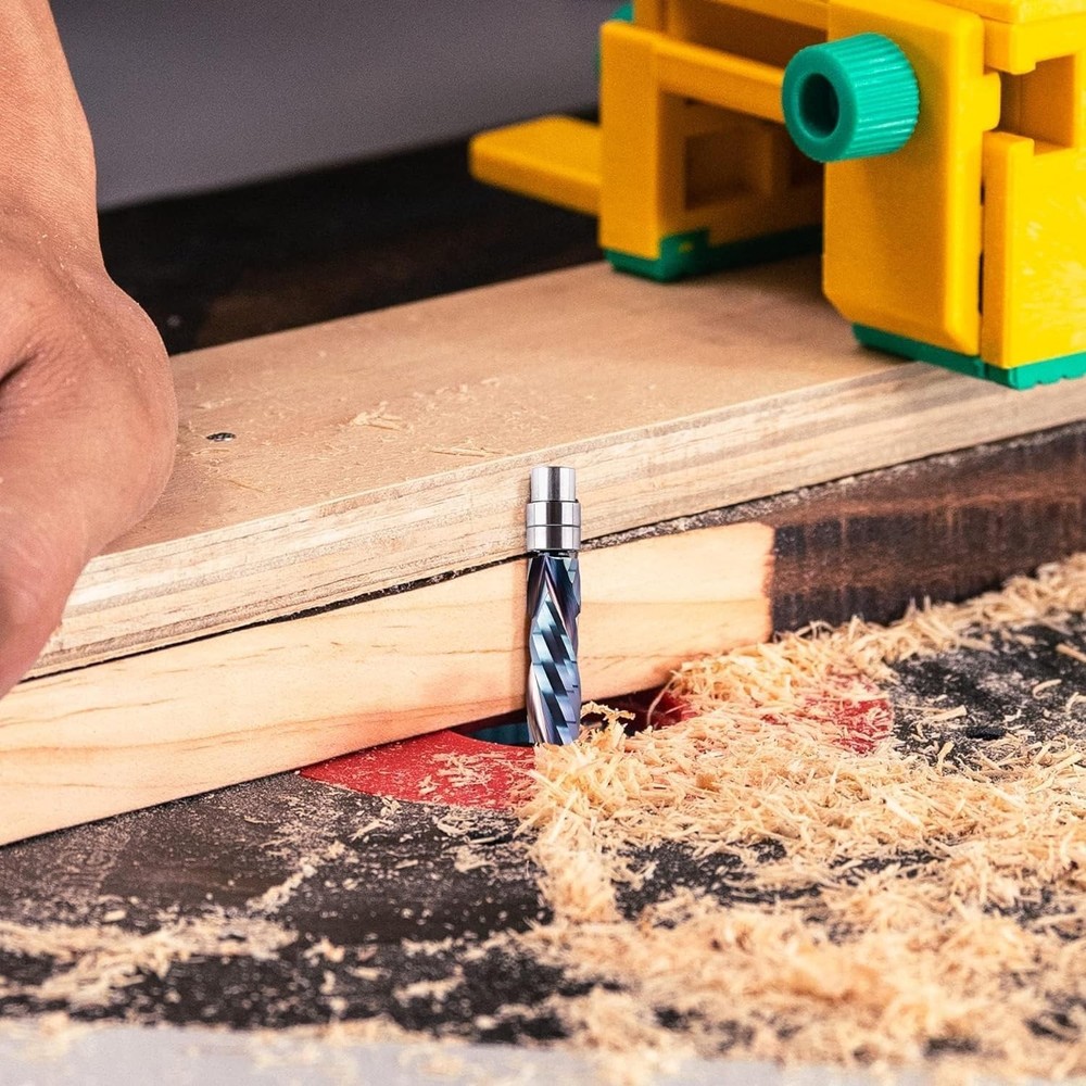 SpeTool 5PCS Solid Carbide Compression Flush Trim Router Bit 1/4" Shank TAC Coat