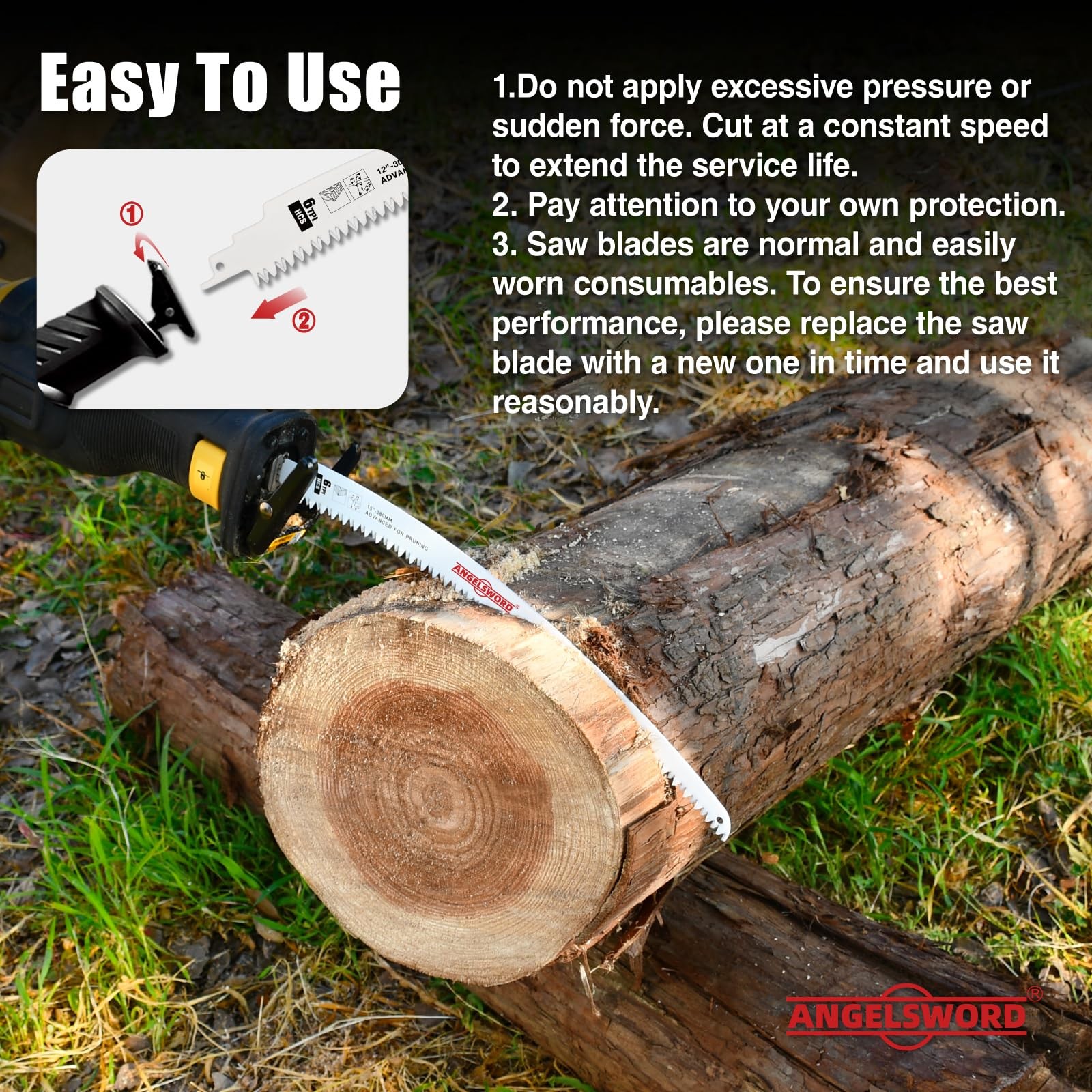 15 Inch Arc Edge Reciprocating Saw Blade, 6TPI Wood Pruning Saw Blades for Tr...