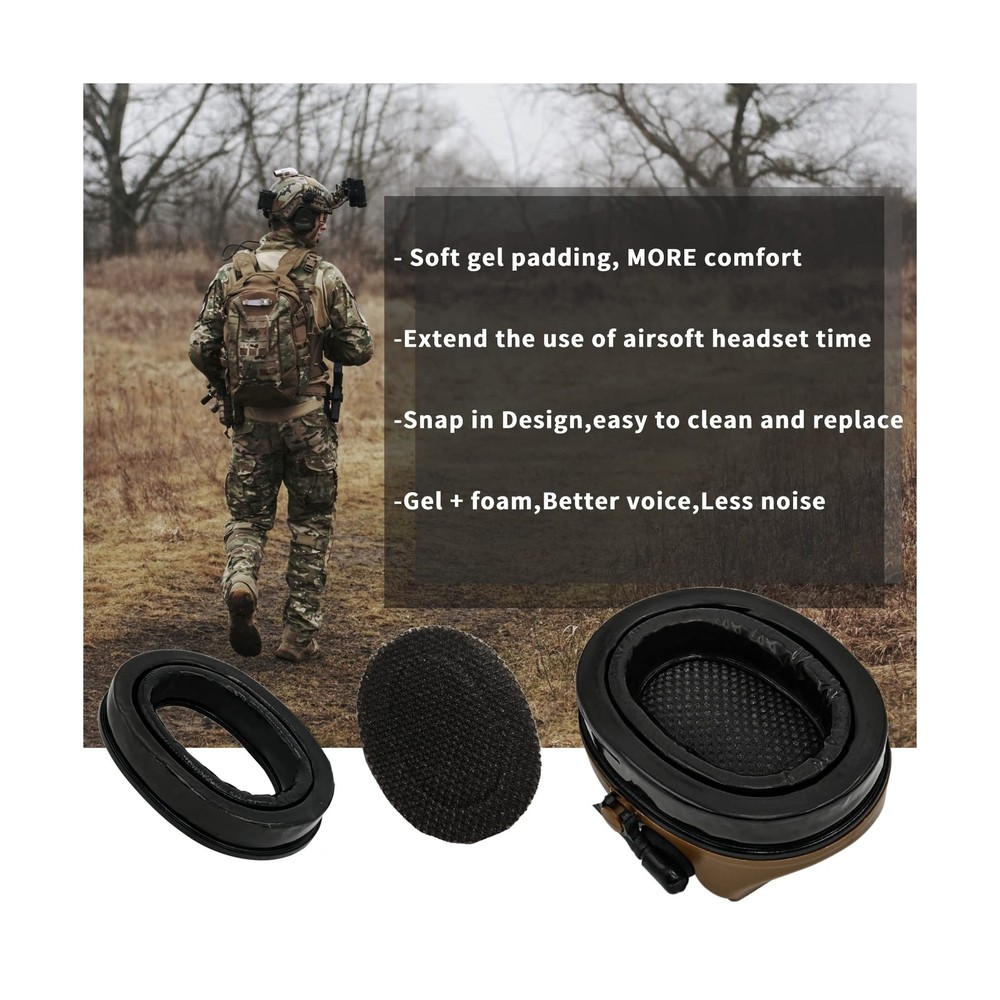 Tactical Headset with ARC Rail Adapter Hearing Protection, Replacement Cover ...