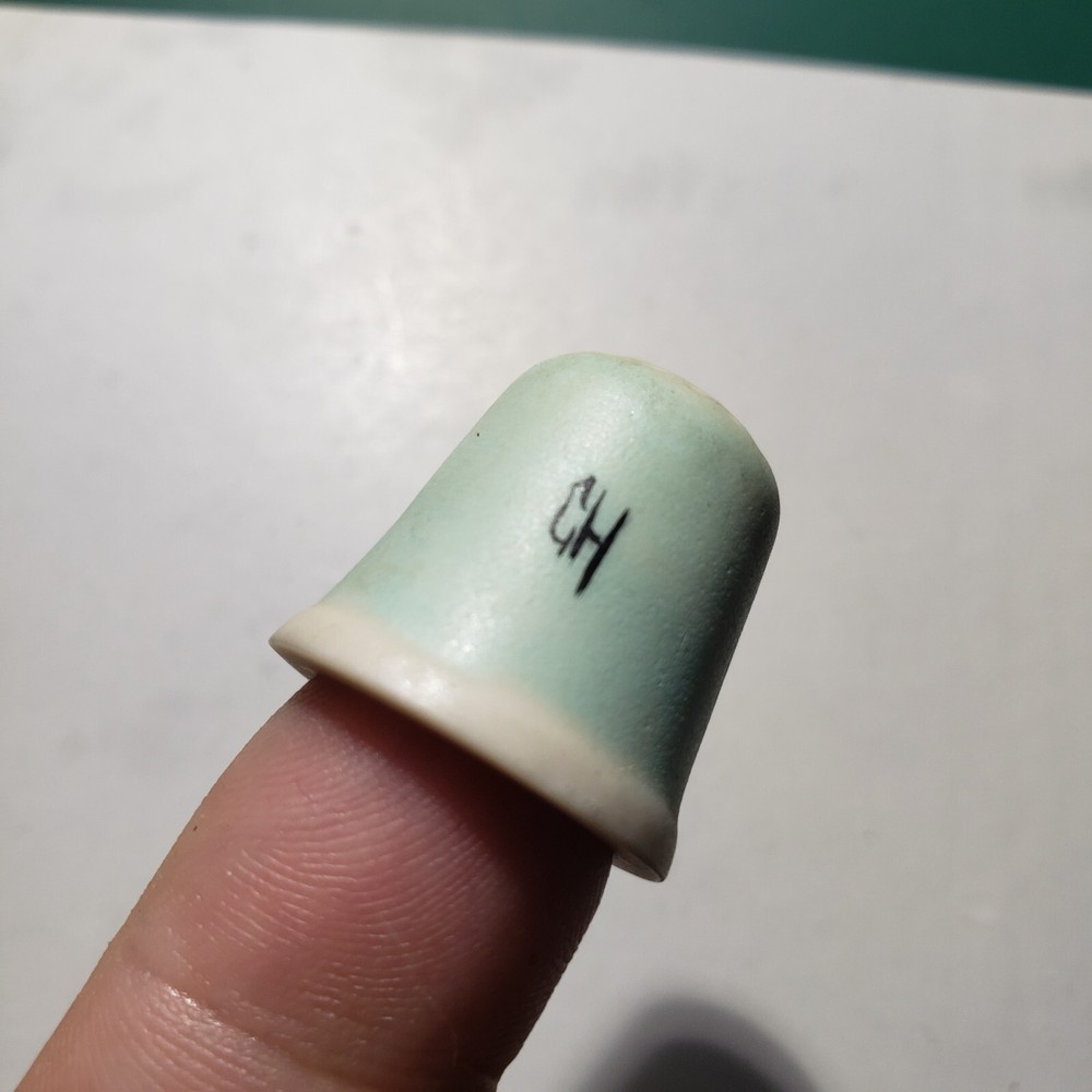 Porcelain Thimble Floral Hand Painted CH Signed back