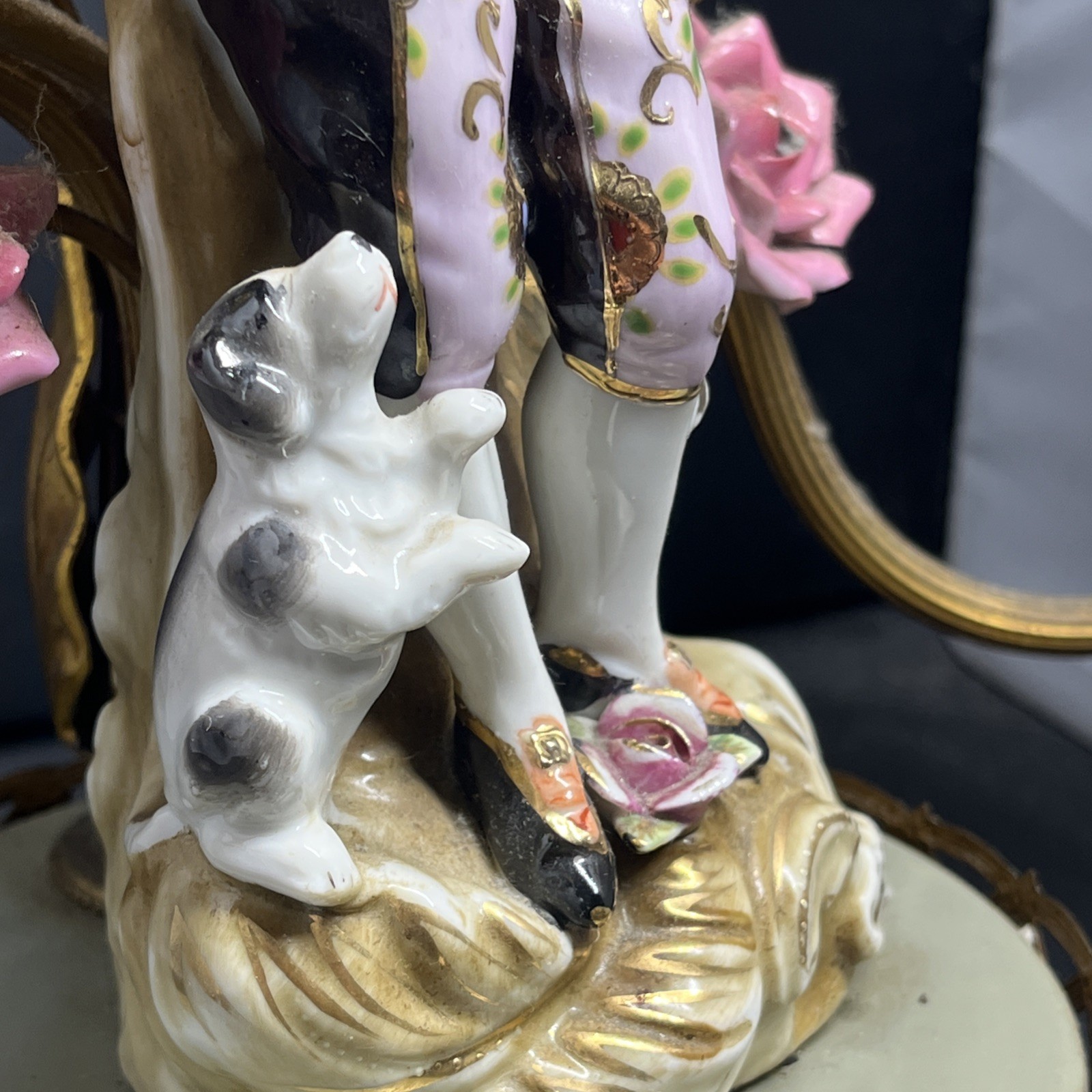 Antique Boudoir Porcelain Figurine/flower Lamp