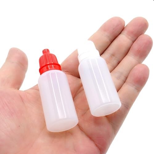 2PCS 15ml Plastic Dropper Bottles Refillable Travel Liquid Containers White Red