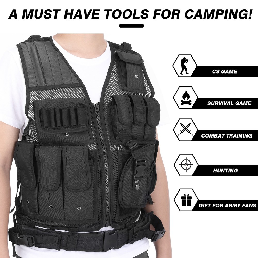 Tactical Vest Airsoft Breathable Quick Release Vest Adjustable for Training OOBZ