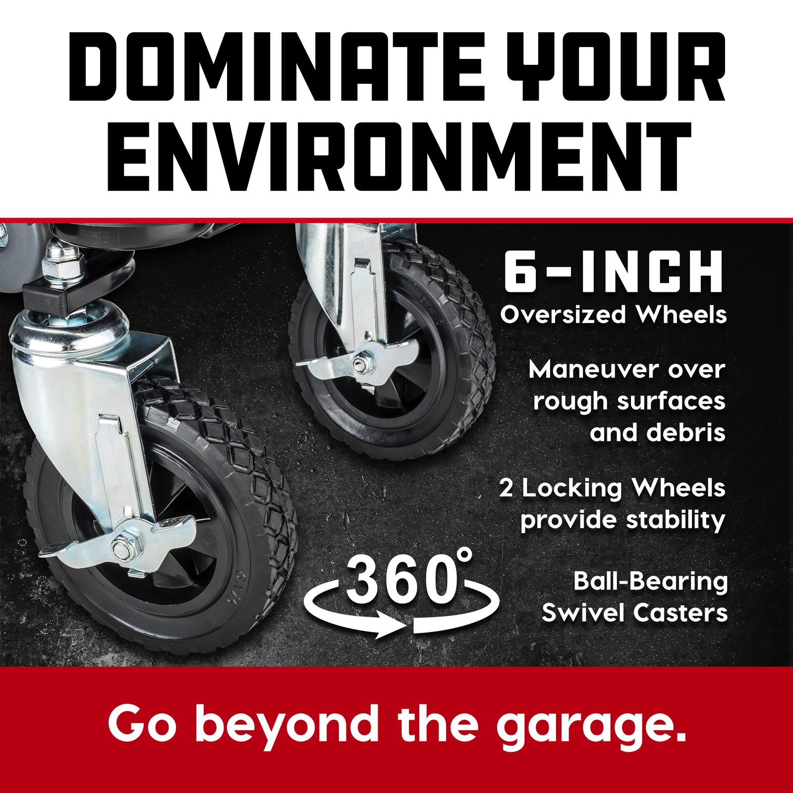 Powerbuilt Big Wheel Heavy Duty Mechanic's Rolling Seat - 642965ECE