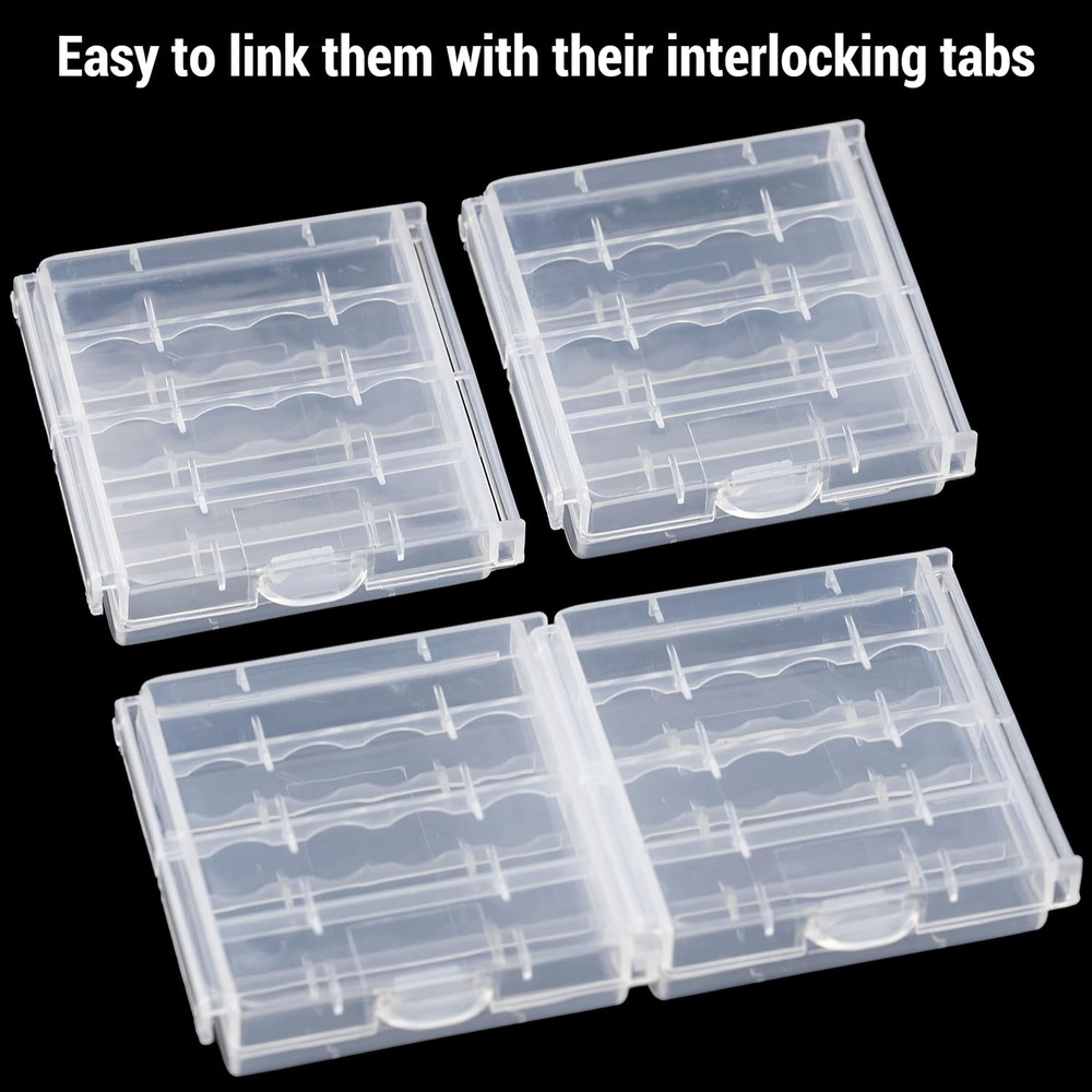 10 Pack Battery Storage Organizer Case - Transparent AA/AAA Cell Battery Holder