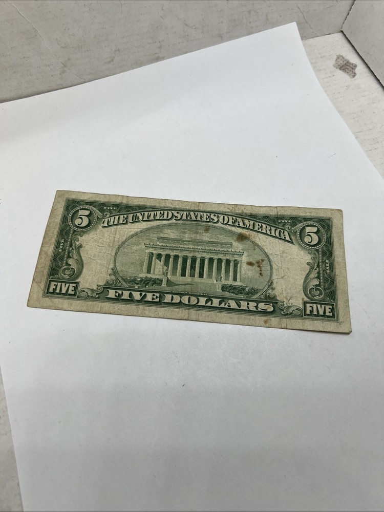 1934 D $5 Five Dollar US Silver Certificate VG Details #048
