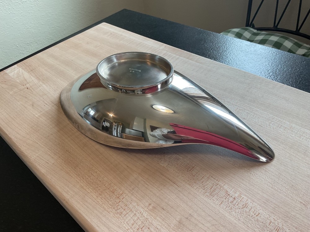 Vintage Reed & Barton Blue Enamel Dish Silverplate