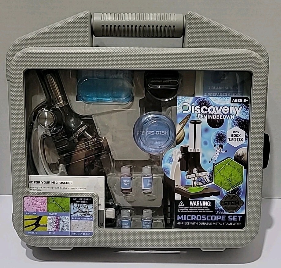 Educational Kids Discovery Mindblown Microscope Set/Case 48pc Stem 1200X Science