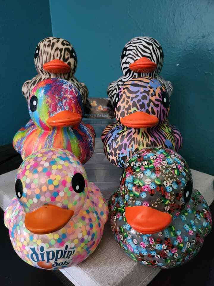 6" Rubber Ducks - Animal Prints, Dippin Dots, Splash Rainbow, & Animal Confetti