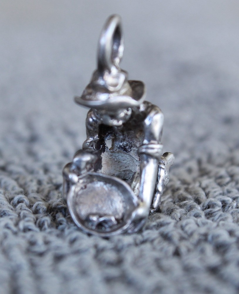 Gold Panner Prospector Figure Solid Sterling Silver pendant casting