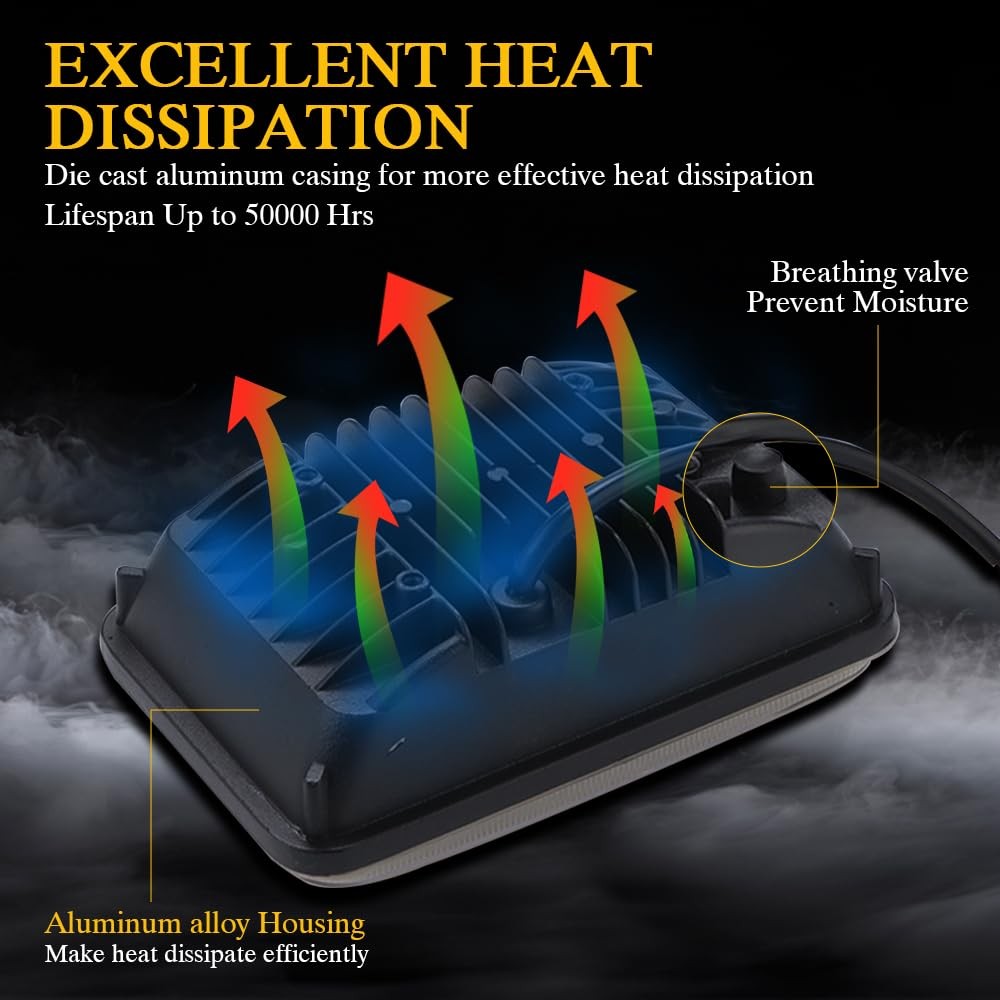 4x6 Inch LED Headlights Rectangular for Chevy S10 Blazer Headlights