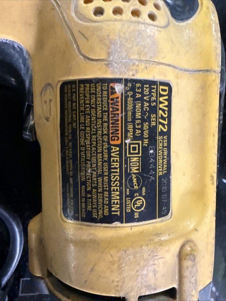 DEWALT DW272 VARIABLE HIGH SPEED REVERSIBLE DRYWALL VSR SCREWDRIVER DRILL Tested