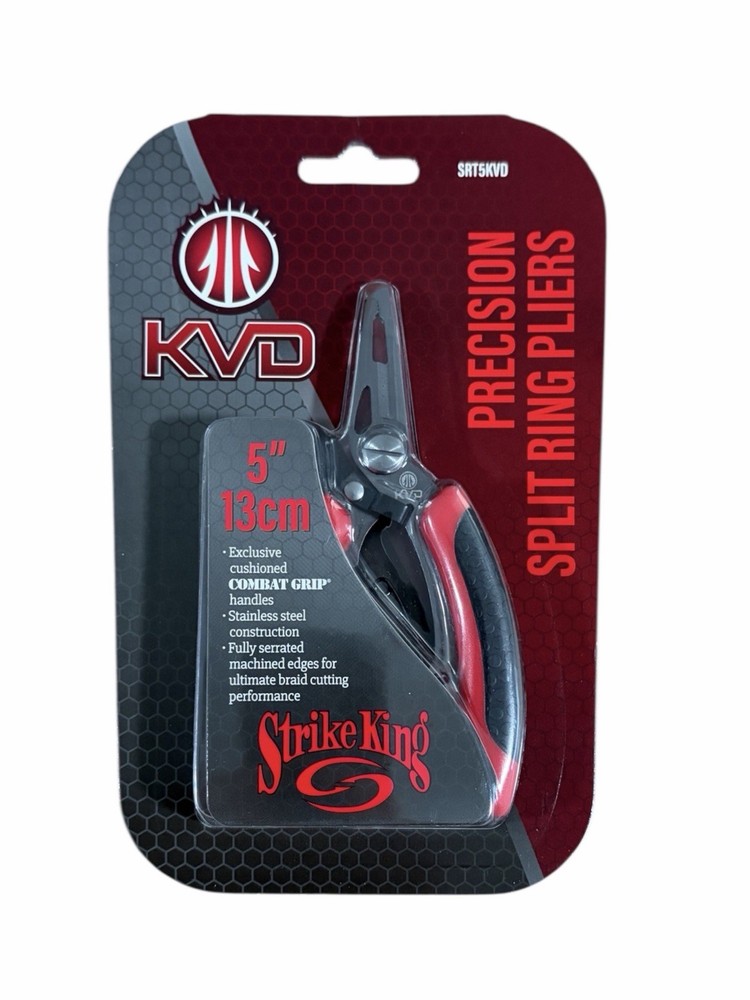 Strike King (SRT5KVD) KVD 5 Precision Split Ring Pliers, Red, Dual 5", Red