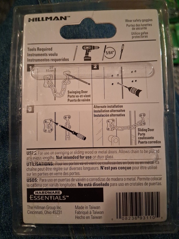 2 Hillman 852227 Adjustable Door Chains