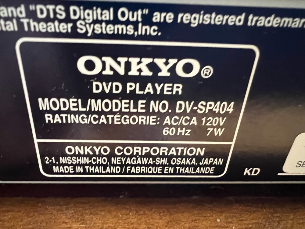 Onkyo DV-SP404 CD/DVD Player