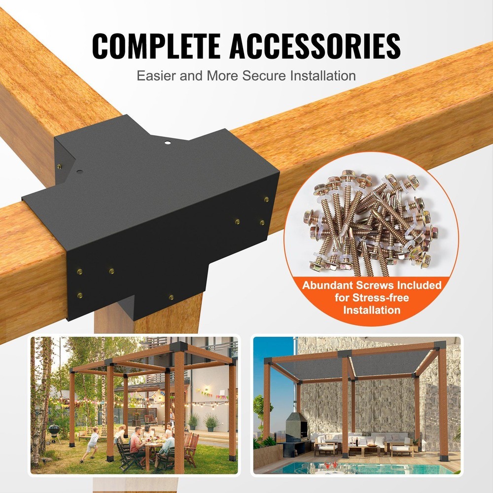 2pcs Pergola Bracket Kit Corner Bracket Woodworks DIY Post Base Kit