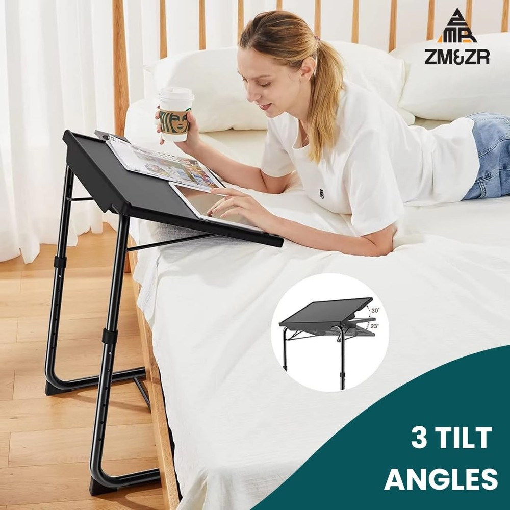 TV Tray – 6 Adjustable Height Levels & 3 Tilt Angles – Foldable Multipurpose ...