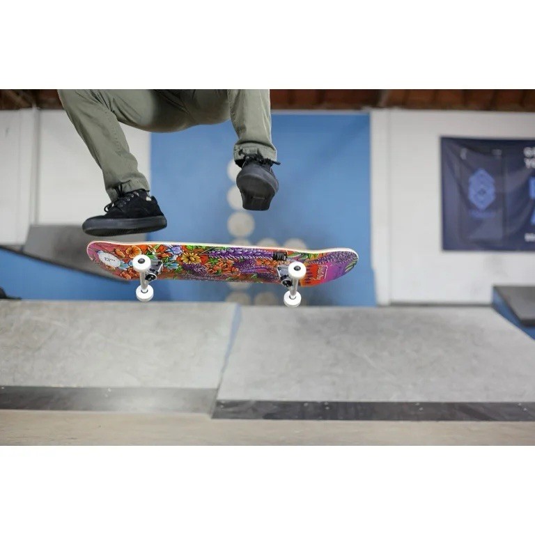 Braille Skateboard Flowers Colorful 31 In. x 7.75 In. Pro Complete Purple 💐