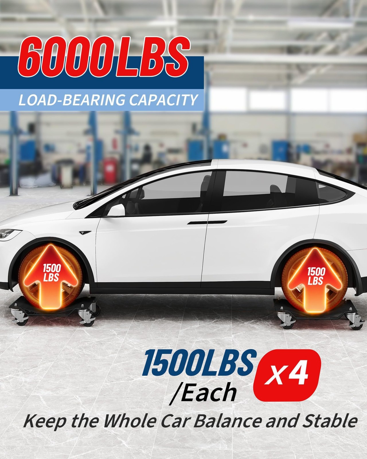 4 Pack Heavy Duty Car Wheel Dolly Set 1500 Lbs Per Dolly Garage Vehicle Mover