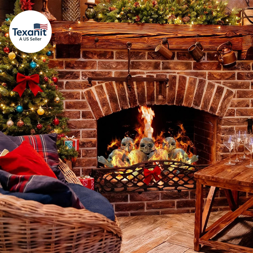 9 Pcs Ceramic Skulls for Fire Pit, Durable Reusable Fireproof Fire Pit Skull Log