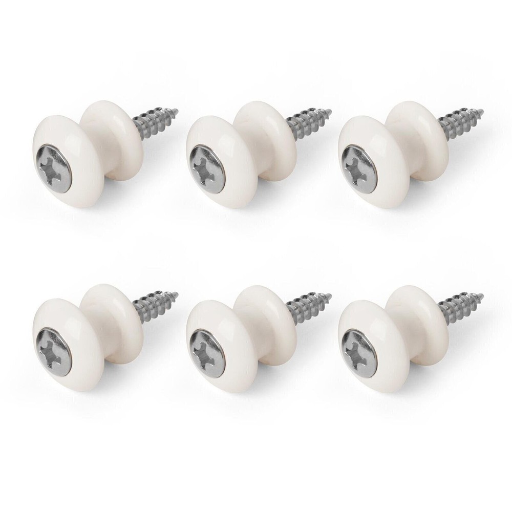 Waverly Guitar Strap Button, White Button, Chrome Screw - 6 Pack