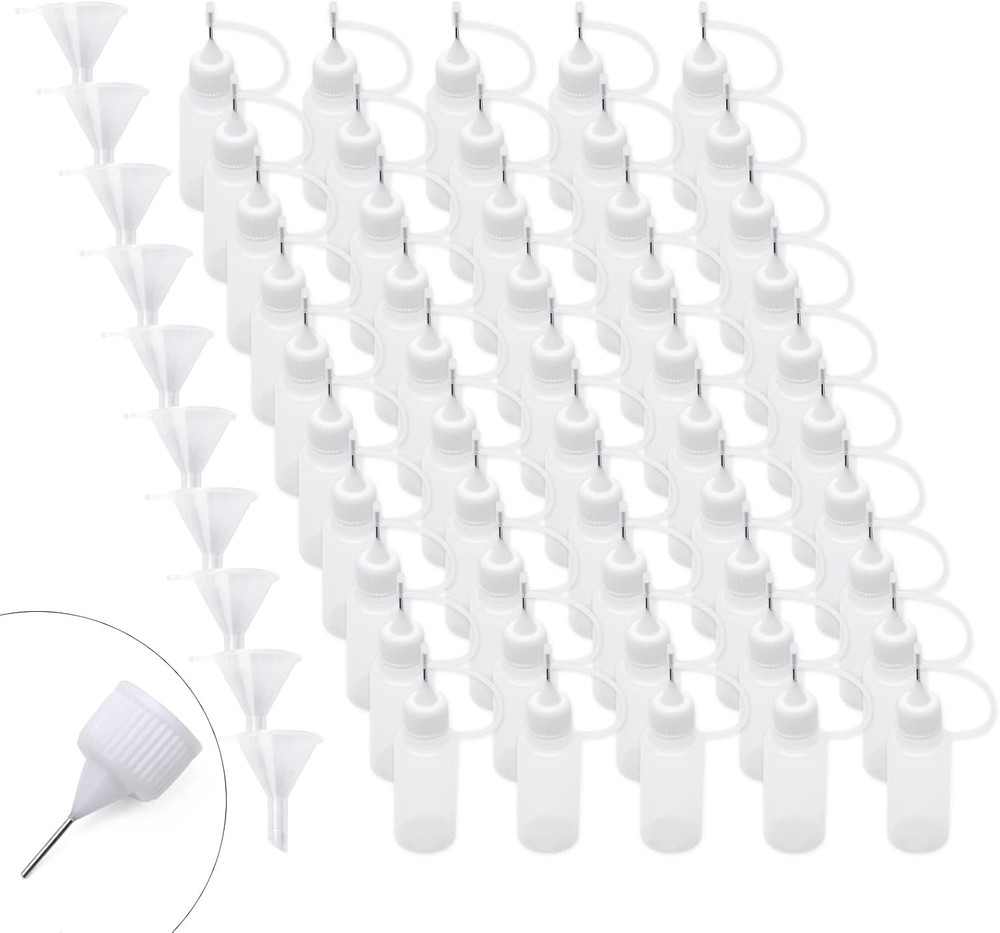 Adecco Precision Tip Applicator Bottle, Glue Bottles, 50 PCS White
