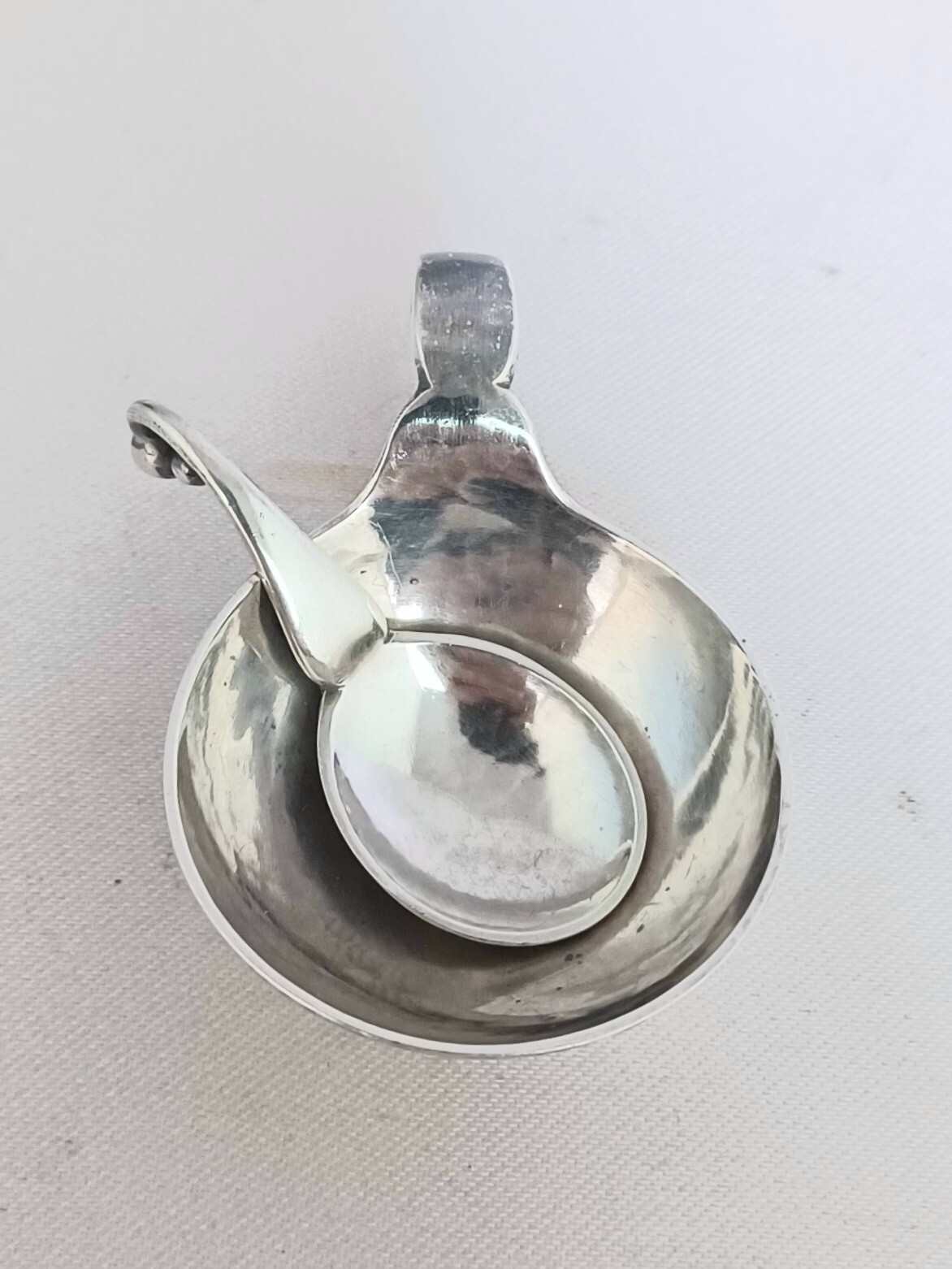 2 pc Ornamental #110 by Georg Jensen Individual Sterling Hammered Salt Cellar(s)