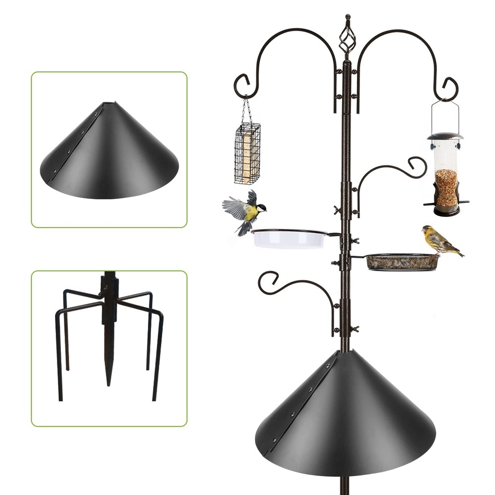 Bird Feeder Pole with Squirrel Baffle - Deluxe Feeder Station Kit Includes Su...