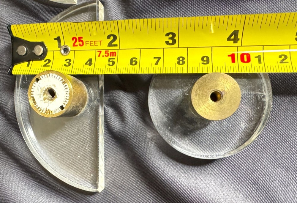 Set of 14 Vintage Circle & Half Circle Lucite & Brass Drawer Pulls Knobs