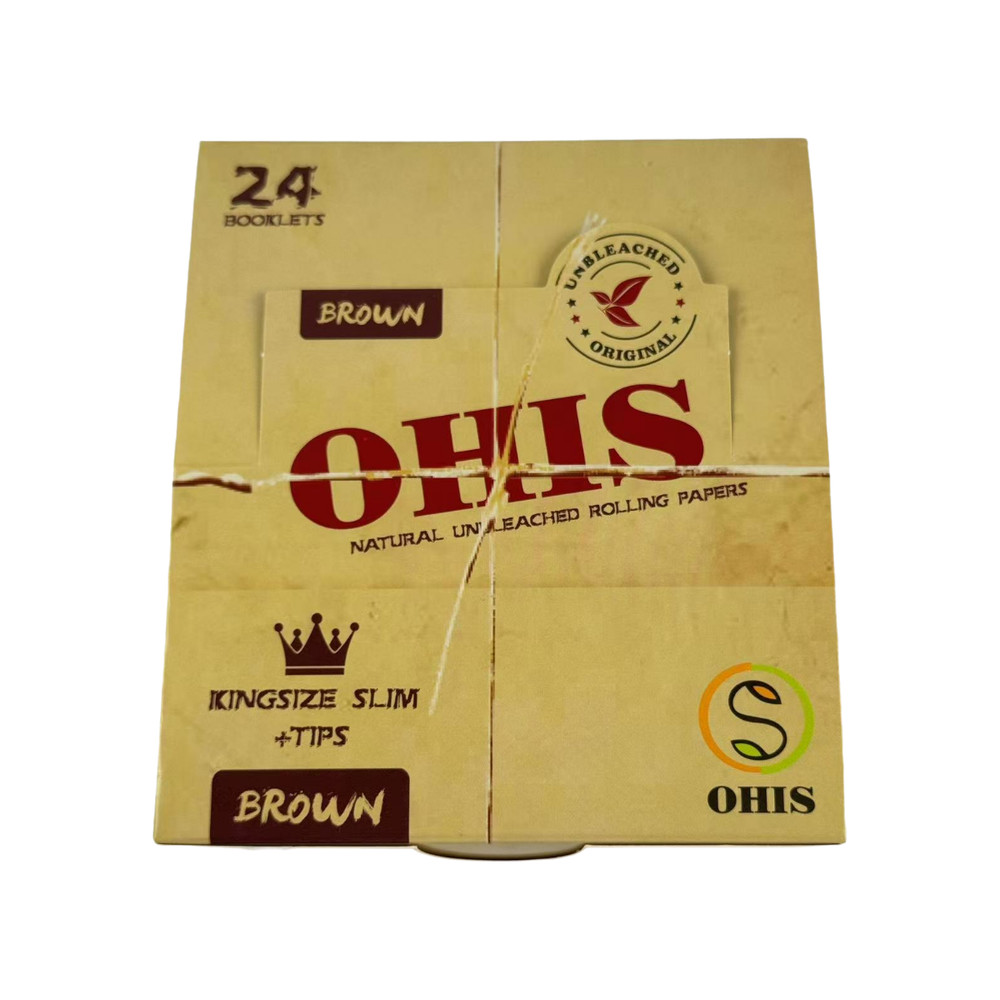 OHIS Natural unbleached King Size Rolling Papers with filter tips 24 booklets