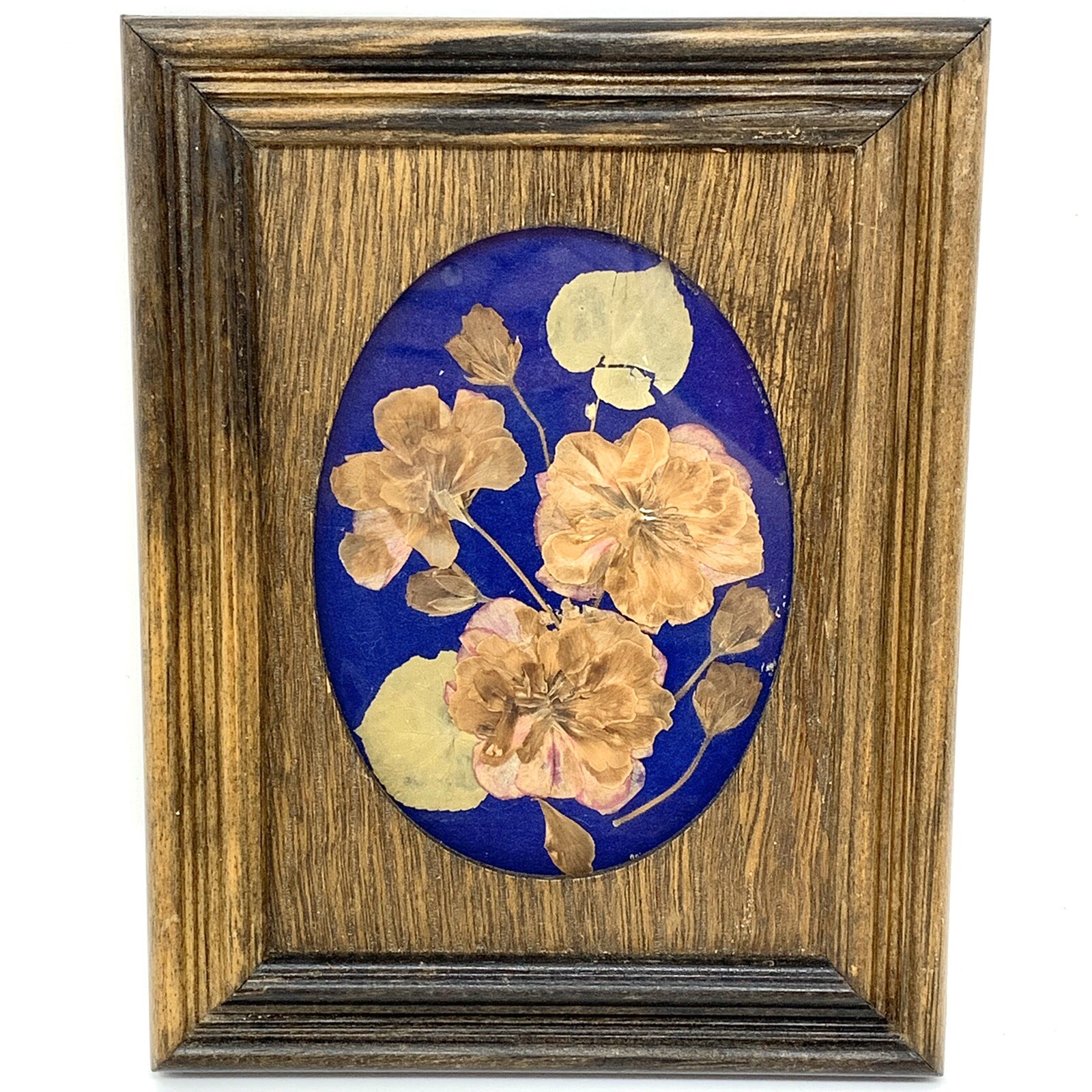 Vtg Handmade Dried Flower Pressed Flower Art Wall Hanging Reclaimed Wood
