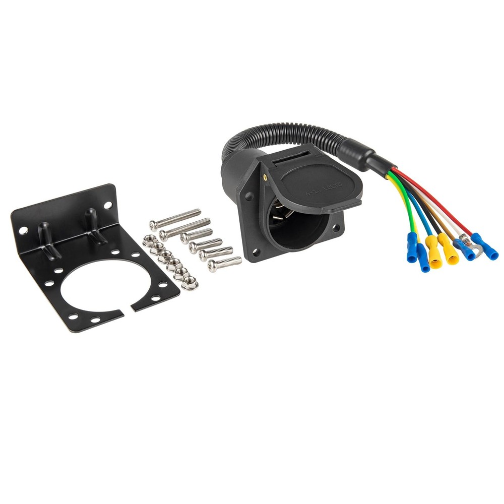 MECMO 7 Way RV Trailer Light Connector Socket 7 Pin Wire Electrical Trailer...