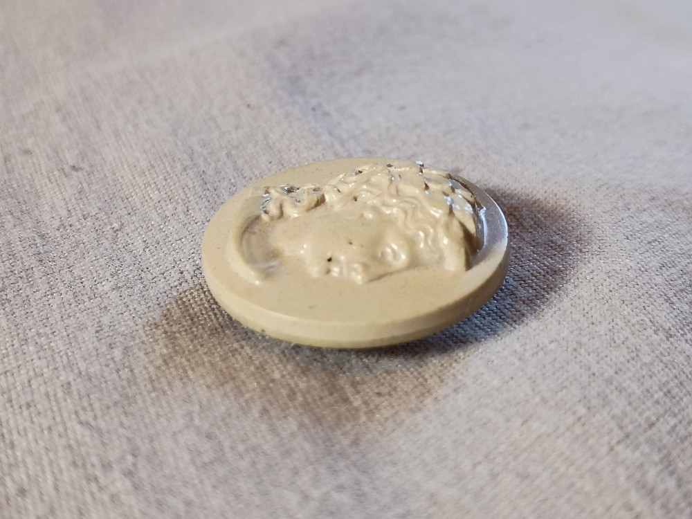 Antique Cameo Portrait Composition Button.