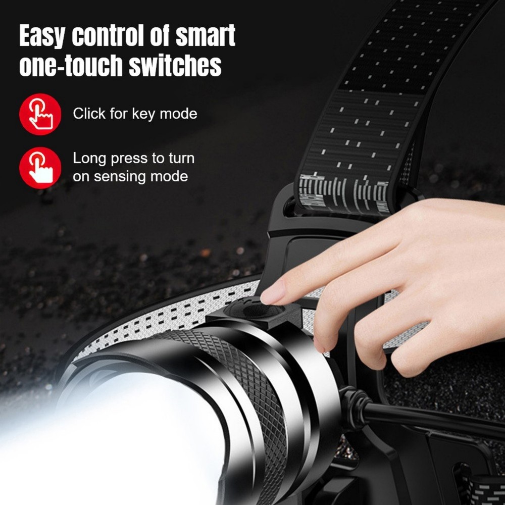 2 PCS Super Bright LED Zoomable Headlamp USB Rechargeable Headlight Head Torch