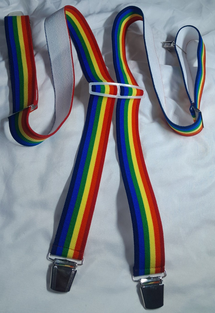 Rainbow Colours Striped Adjustable Suspenders/Braces