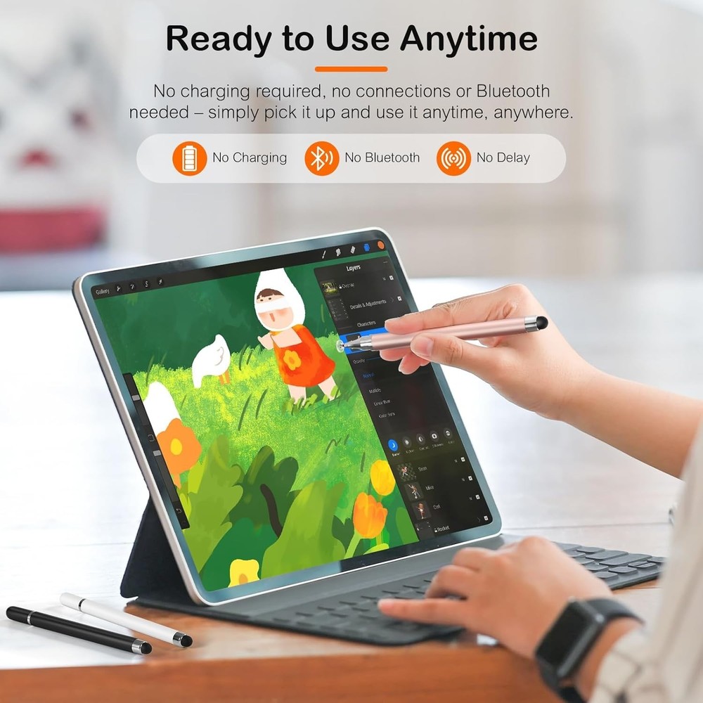 3-Pack Tablets Stylus Pen for All Touchscreen with Precision Disc Tip 2-in-1 ...